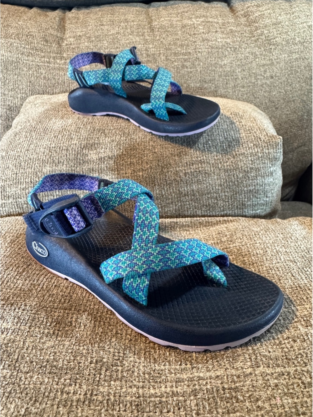 Chaco Z/2 Classic Athletic Sandals Teal Purple Geometric Women's Size 7